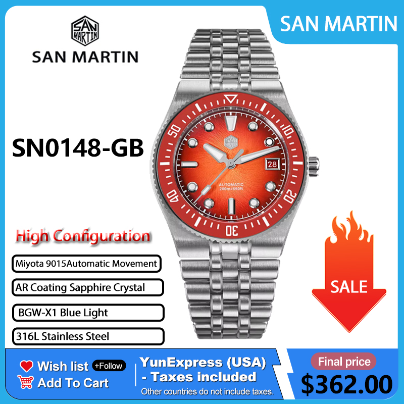 Cloisonne Enamel Dial - นาฬิกาดำน้ำผู้ชาย San Martin รุ่น SN0148GB ขนาด