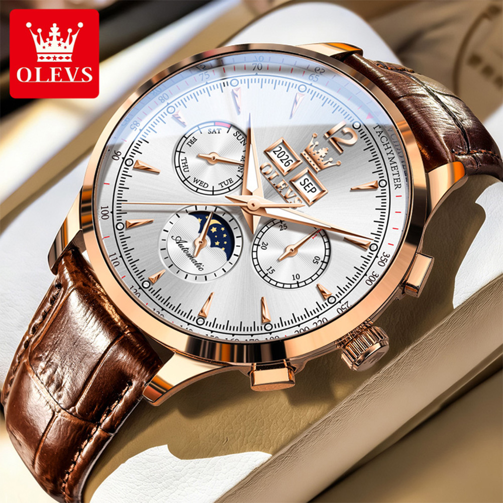 Chronograph Flyback Watch - นาฬิกา OLEVS 7128 รุ่น Moon Phase