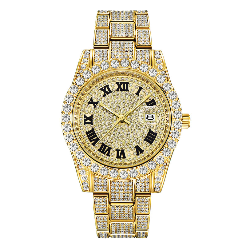 Luxury Watch Magazine - นาฬิกาเพชรสุดเท่สำหรับผู้ชายแบรนด์ฮิปฮอปหรูหราสายนาฬิกาควอตซ์ของขวัญทองวันที่ relogio masculino Ouro 2024