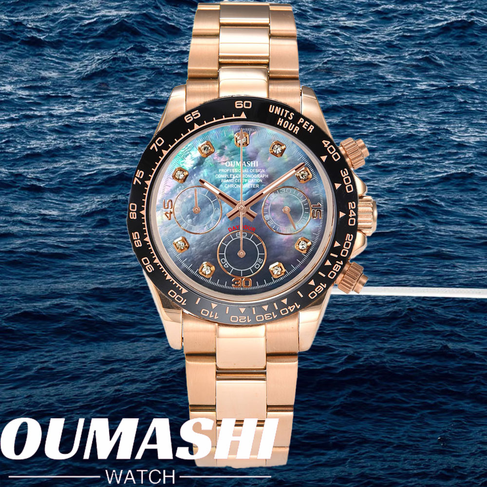 Chronograph Flyback Watch - VK63 นาฬิกา 39.3 มม.Pearl Pearl SHELL