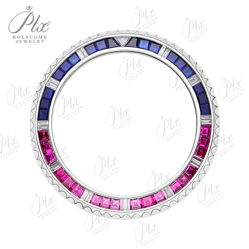 Luxury Watch And Price - Fit 40.30 มม.นาฬิกา BEZEL สแตนเลสสีแดงสีฟ้า Moissanite