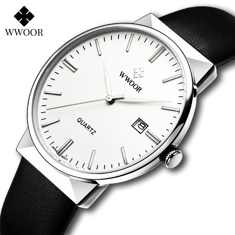 Luxury Watch And Price - WWOOR นาฬิกาผู้ชายแบรนด์หรูคลาสสิก Casual นาฬิกาข้อมือหนังแท้สําหรับชายกันน้ําควอตซ์นาฬิกาวันที่ผู้ชาย Clearance ราคา
