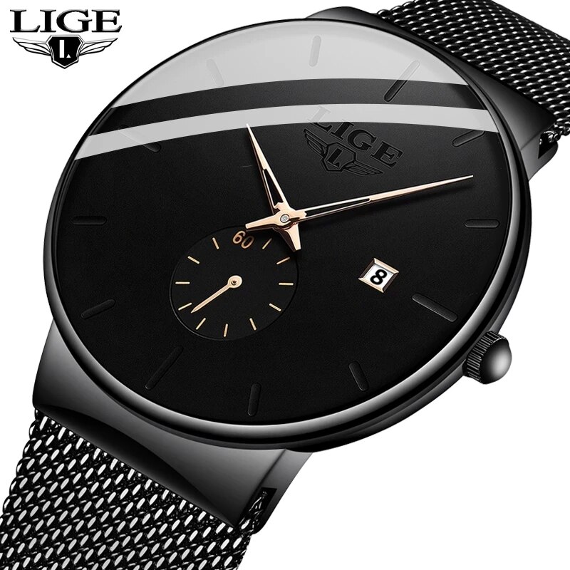 Luxury Watch Magazine - Lige นาฬิกาแฟชั่นผู้ชายนาฬิกาควอตซ์แบรนด์หรูนาฬิกากีฬาเหล็กบางเฉียบกันน้ำ relogio masculino