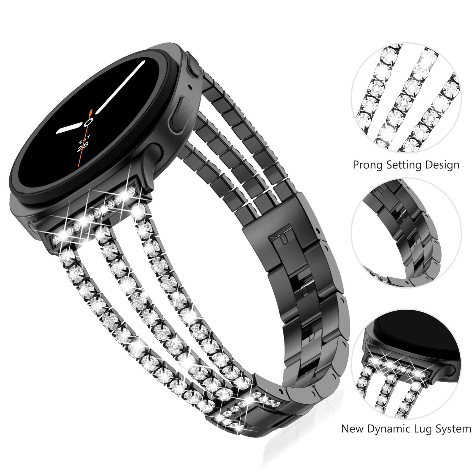 Luxury Watch Galaxy - สายเพชรสำหรับซัมซุงกาแล็กซี่วอทช์ 9/8 44 มม.40 มม.ผู้หญิงหรูหราคอร์เรียสร้อยข้อมือสำหรับกาแล็กซี่วอทช์ 8
