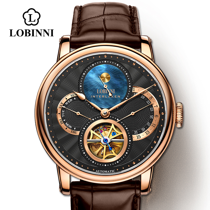 Chronograph Flyback Watch - LOBINNIนาฬิกาผู้ชายอัตโนมัตินาฬิกานาฬิกาข้อมือแฟชั่นSporty Chronograph Sapphire Skeletonนาฬิกาแบรนด์