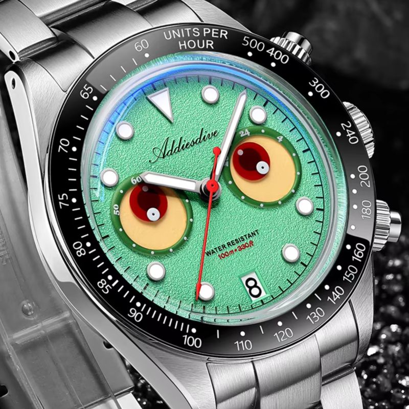 Luxury Watch Makes - ADDIESDIVE นาฬิกาควอทซ์โครโนกราฟคุณภาพสูงปฏิทินเซรามิคกระจกเงาเบเซล บับเบิ้ล กระจกนาฬิกาข้อมือผู้ชายนาฬิกากันน้ำ