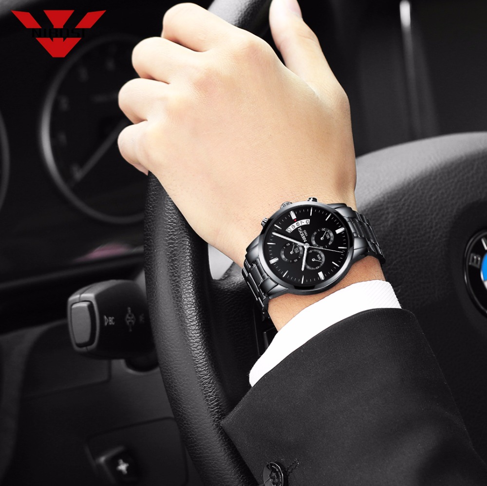 NIBOSI สแตนเลสสีดำนาฬิกาควอตซ์ - Luxury Watch Magazine บทวิจารณ์และราคา