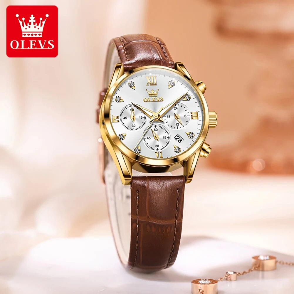 OLEVS 5523 นาฬิกาของผู้หญิงสาย - Luxury Watch With Leather Strap บทวิจารณ์และราคา