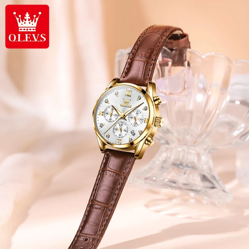 OLEVS 5523 นาฬิกาของผู้หญิงสาย - Luxury Watch With Leather Strap บทวิจารณ์และราคา