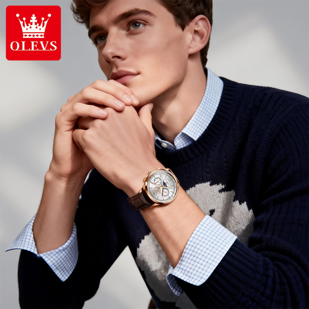 นาฬิกา OLEVS 7128 รุ่น Moon Ph - Chronograph Flyback Watch บทวิจารณ์และราคา