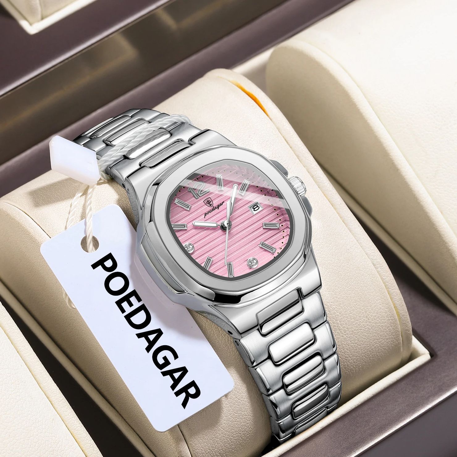 นาฬิกาข้อมือผู้หญิง POEDAGAR ส - Luxury Watch Square บทวิจารณ์และราคา