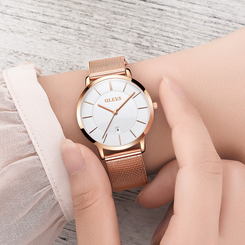 OLEVS นาฬิกาผู้หญิงควอตซ์นาฬิก - Luxury Watch With Leather Strap บทวิจารณ์และราคา