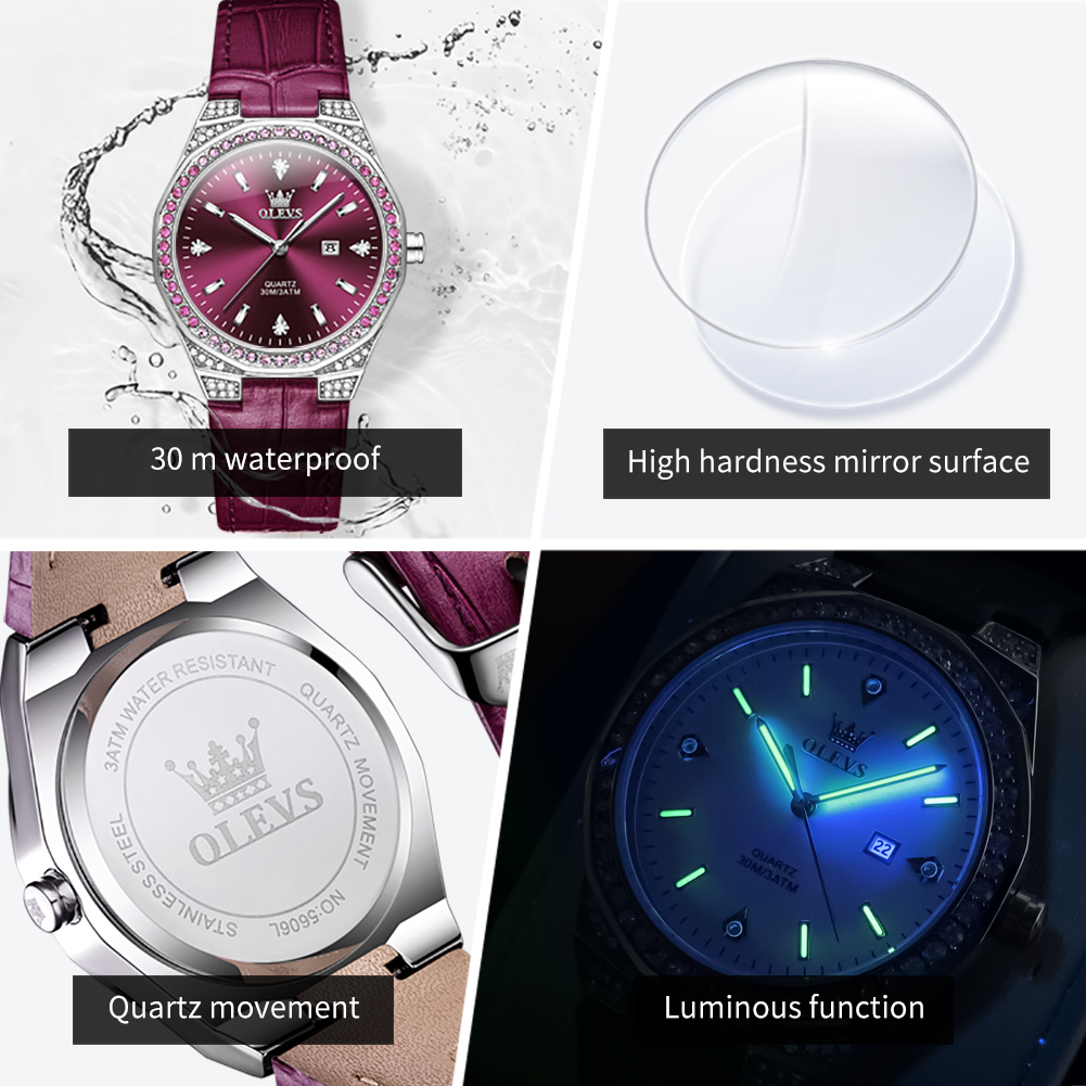 OLEVS Original ผู้หญิงนาฬิกาเพ - Luxury Watch With Leather Strap บทวิจารณ์และราคา