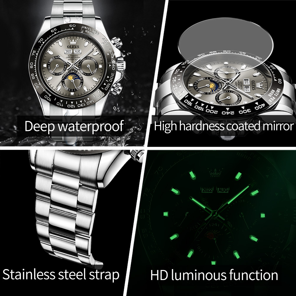 OLEVS 6654 Luxury Mens นาฬิกา  - Chronograph Flyback Watch บทวิจารณ์และราคา