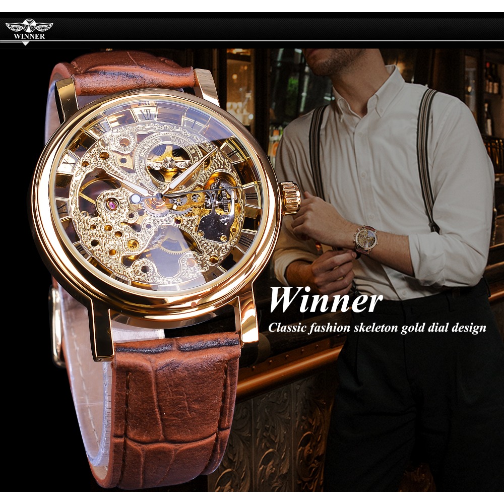 Winner Luxury Gold Skeleton นา - Luxury Watch And Price บทวิจารณ์และราคา