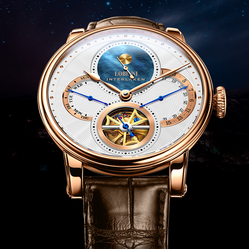 LOBINNIนาฬิกาผู้ชายอัตโนมัตินา - Chronograph Flyback Watch บทวิจารณ์และราคา
