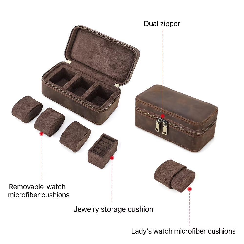 กล่องเก็บนาฬิกาหนังแท้สุดหรู 1 - Luxury Watch Travel Case บทวิจารณ์และราคา